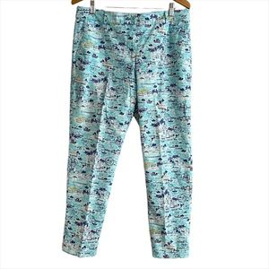 Talbots Aqua Scenic Print Cropped Pants